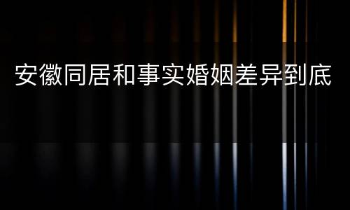 安徽同居和事实婚姻差异到底