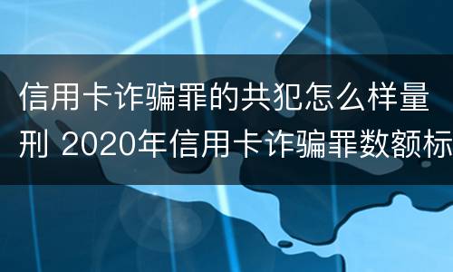 信用卡诈骗罪的共犯怎么样量刑 2020年信用卡诈骗罪数额标准