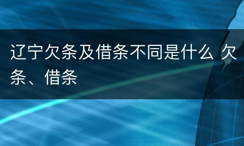 辽宁欠条及借条不同是什么 欠条、借条