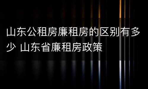 山东公租房廉租房的区别有多少 山东省廉租房政策