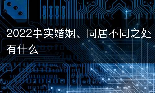 2022事实婚姻、同居不同之处有什么