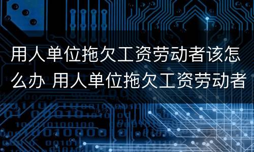 用人单位拖欠工资劳动者该怎么办 用人单位拖欠工资劳动者该怎么办理