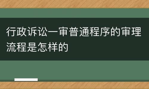 行政诉讼一审普通程序的审理流程是怎样的