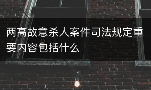 两高故意杀人案件司法规定重要内容包括什么