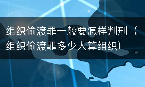 组织偷渡罪一般要怎样判刑（组织偷渡罪多少人算组织）