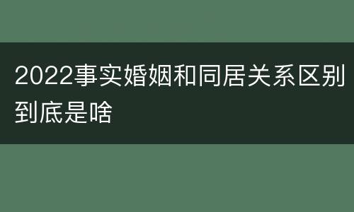 2022事实婚姻和同居关系区别到底是啥