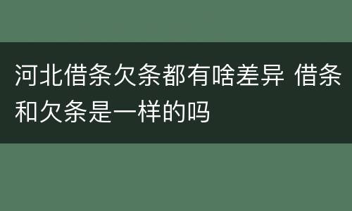 河北借条欠条都有啥差异 借条和欠条是一样的吗