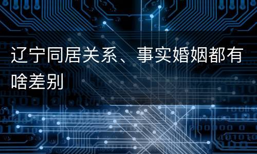 辽宁同居关系、事实婚姻都有啥差别