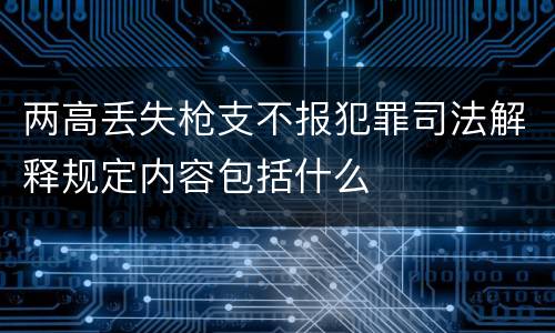 两高丢失枪支不报犯罪司法解释规定内容包括什么