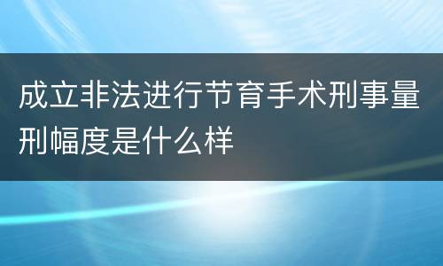 成立非法进行节育手术刑事量刑幅度是什么样