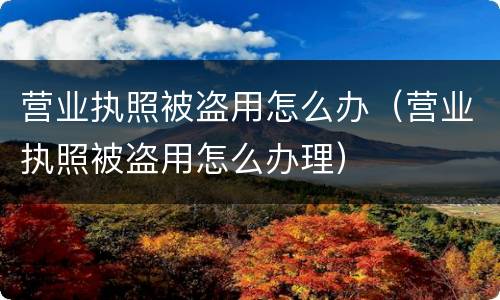 营业执照被盗用怎么办（营业执照被盗用怎么办理）