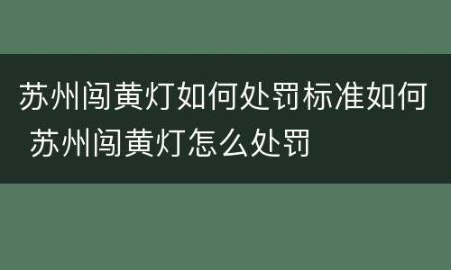 苏州闯黄灯如何处罚标准如何 苏州闯黄灯怎么处罚