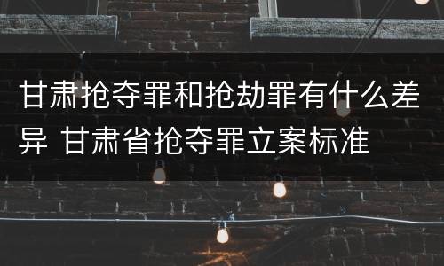 甘肃抢夺罪和抢劫罪有什么差异 甘肃省抢夺罪立案标准