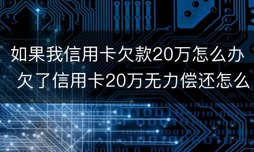 如果我信用卡欠款20万怎么办 欠了信用卡20万无力偿还怎么办