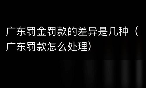 广东罚金罚款的差异是几种（广东罚款怎么处理）