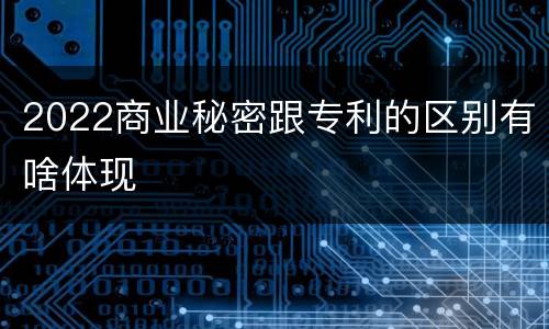 2022商业秘密跟专利的区别有啥体现