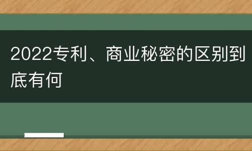 2022专利、商业秘密的区别到底有何