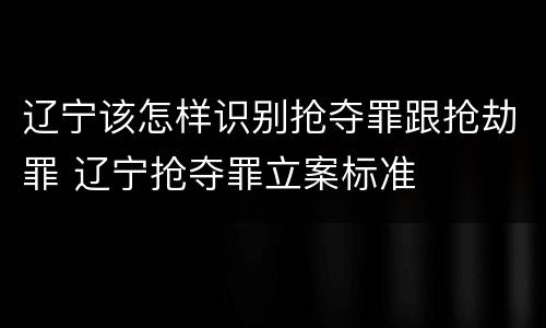 辽宁该怎样识别抢夺罪跟抢劫罪 辽宁抢夺罪立案标准