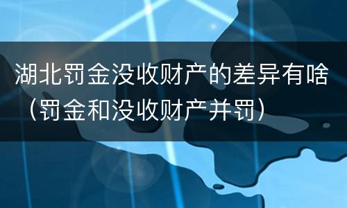 湖北罚金没收财产的差异有啥（罚金和没收财产并罚）