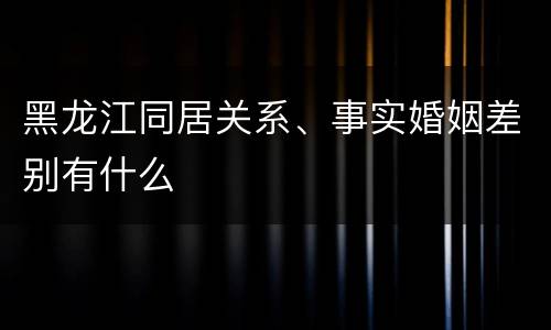 黑龙江同居关系、事实婚姻差别有什么