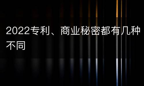 2022专利、商业秘密都有几种不同