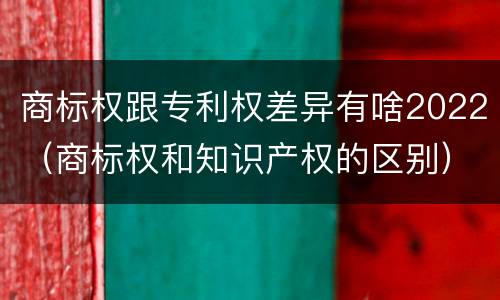 商标权跟专利权差异有啥2022（商标权和知识产权的区别）