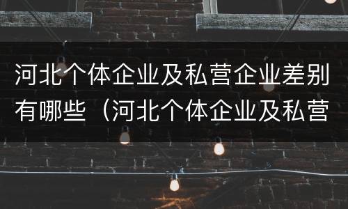 河北个体企业及私营企业差别有哪些（河北个体企业及私营企业差别有哪些方面）