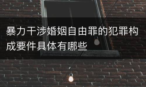 暴力干涉婚姻自由罪的犯罪构成要件具体有哪些