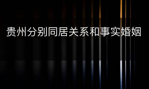 贵州分别同居关系和事实婚姻