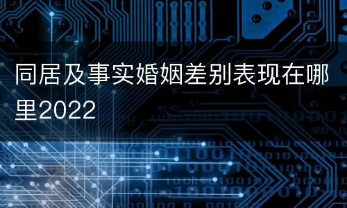 同居及事实婚姻差别表现在哪里2022