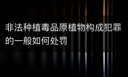 非法种植毒品原植物构成犯罪的一般如何处罚