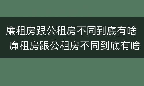 廉租房跟公租房不同到底有啥 廉租房跟公租房不同到底有啥影响