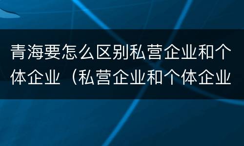 青海要怎么区别私营企业和个体企业（私营企业和个体企业的区别）