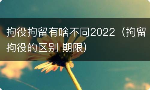 拘役拘留有啥不同2022（拘留拘役的区别 期限）