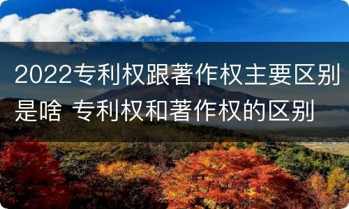 2022专利权跟著作权主要区别是啥 专利权和著作权的区别