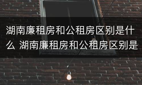 湖南廉租房和公租房区别是什么 湖南廉租房和公租房区别是什么呢