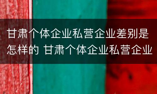 甘肃个体企业私营企业差别是怎样的 甘肃个体企业私营企业差别是怎样的呢