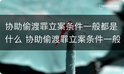 协助偷渡罪立案条件一般都是什么 协助偷渡罪立案条件一般都是什么人