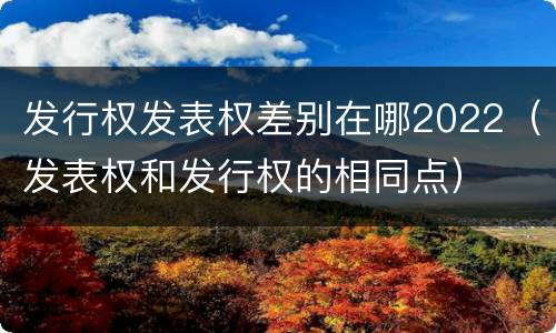 发行权发表权差别在哪2022（发表权和发行权的相同点）