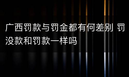 广西罚款与罚金都有何差别 罚没款和罚款一样吗