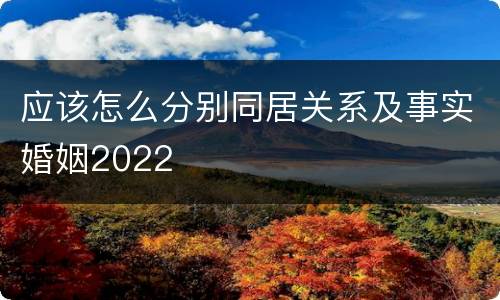 应该怎么分别同居关系及事实婚姻2022