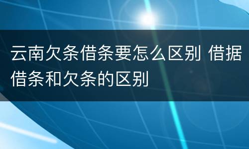 云南欠条借条要怎么区别 借据借条和欠条的区别