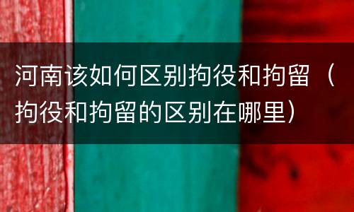 河南该如何区别拘役和拘留（拘役和拘留的区别在哪里）