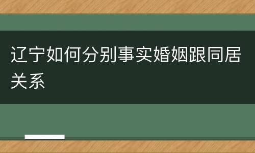 辽宁如何分别事实婚姻跟同居关系