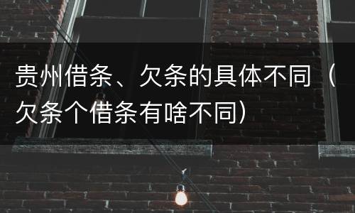 贵州借条、欠条的具体不同（欠条个借条有啥不同）