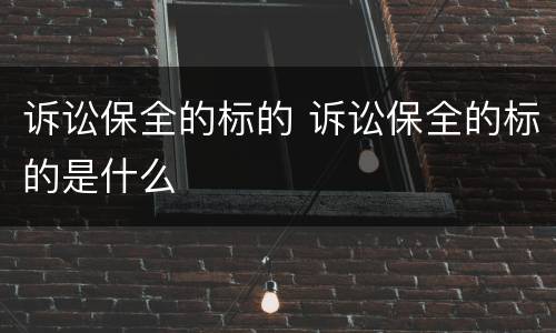 诉讼保全的标的 诉讼保全的标的是什么