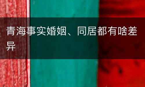 青海事实婚姻、同居都有啥差异