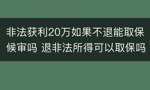 非法获利20万如果不退能取保候审吗 退非法所得可以取保吗