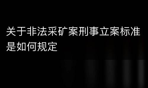 关于非法采矿案刑事立案标准是如何规定