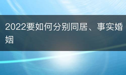 2022要如何分别同居、事实婚姻